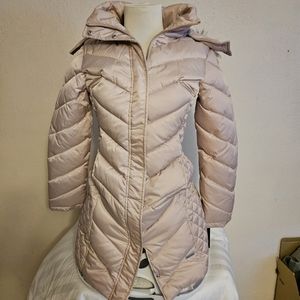 Kenneth Cole PS rose champagne hooded puffer coat size small petite